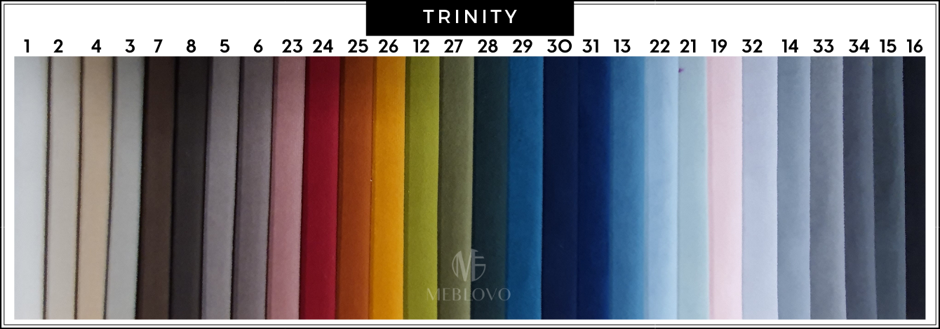 Tkanina Trinity o wysokiej ścieralności z powłoką hydrofobową.