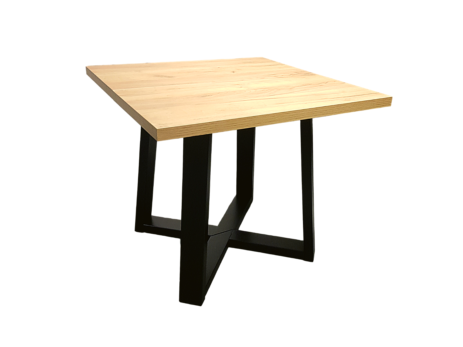 Nowoczesny stół do jadalni w rozmiarze 90x90 z możliwością rozłożenia do rozmiaru 170x90. Niepowtarzalne ułożenie nóg zwraca na siebie uwagę. 