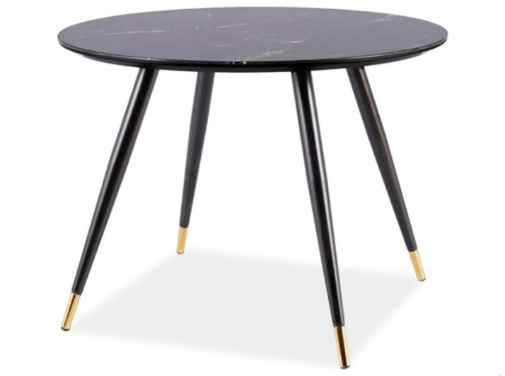  MAC okrągły stół w kolorze kamienia z czarno złotą podstawą Ø100 cm (1)
