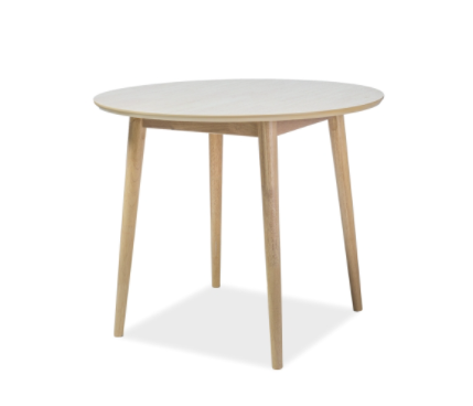 LESSI okrągły stół w kolorze bielonego dębu z drewnianą czarna podstawą Ø90 cm (1)