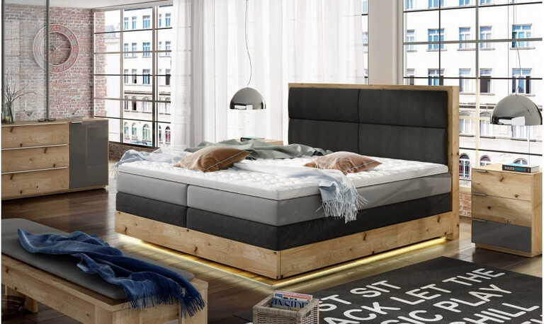 Trento LED kontynentalne łóżko tapicerowane 140x200 (1)