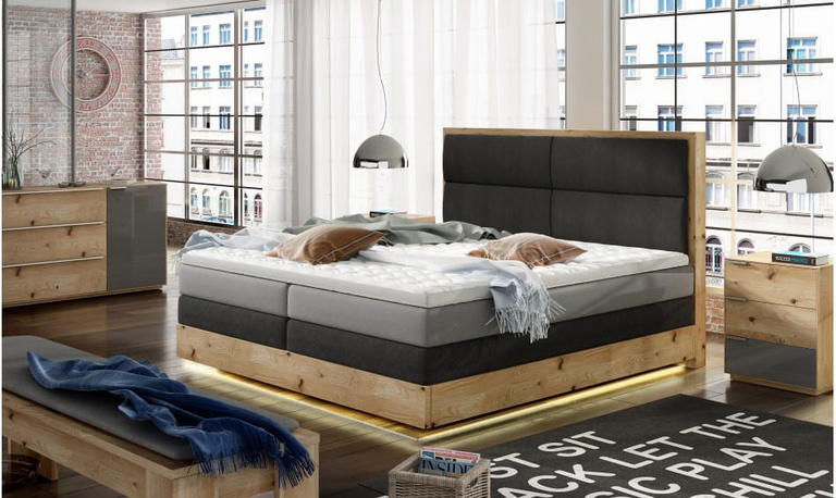 Trento LED kontynentalne łóżko tapicerowane 160x200 (1)